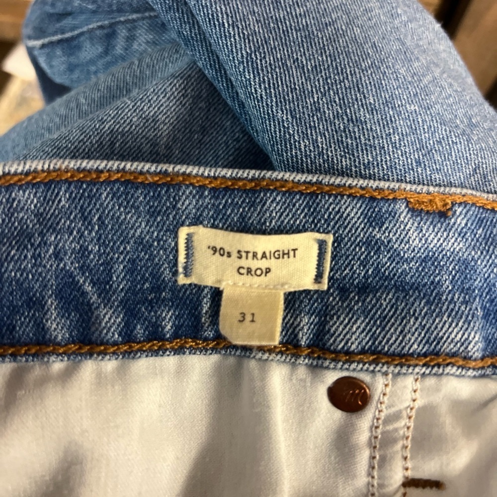 Madewell 90's Straight High Rise Crop Denim Jean Hazeldell Wash Size 31 - Picture 8 of 10